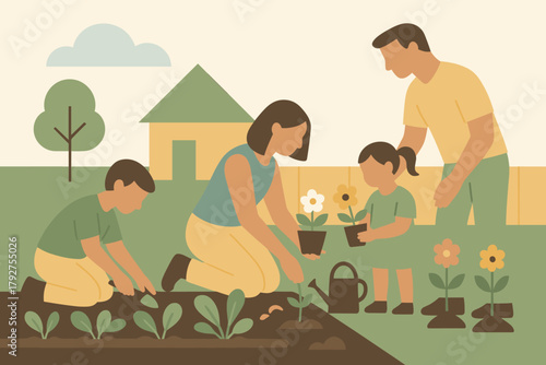 Vector gardening no off family backyard labels flat geometric icon letters bubbles