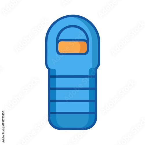 Blue sleeping bag icon illustration on a black background
