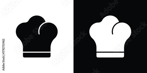 Chef hat icon flat design. Modern style in black color.