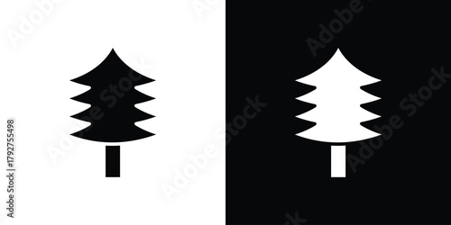 Christmas tree icon flat design. Modern style in black color.