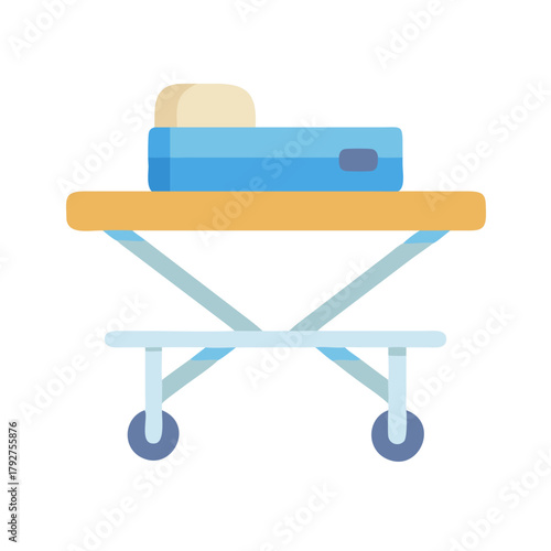 Simple flat illustration of a hospital bed on wheels