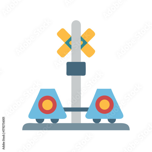 Isolated railroad crossing signal with flashing lights illustration symbol