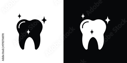 Clean teeth icon flat design. Modern style in black color.