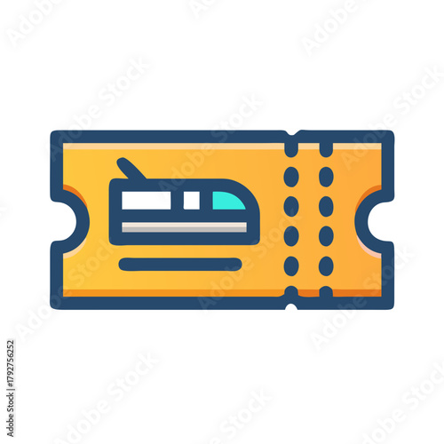 Illustration of a train ticket with modern minimalist design