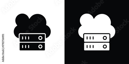 Cloud server icon flat design. Modern style in black color.