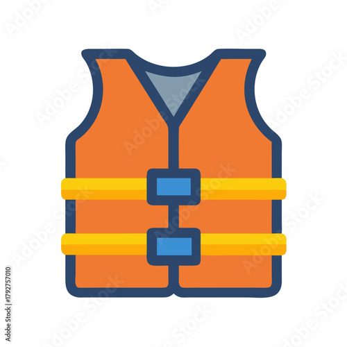Iconic graphic of a life vest on black background