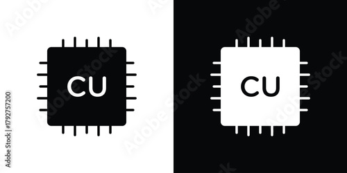 Computer microprocessor icon flat design. Modern style in black color.