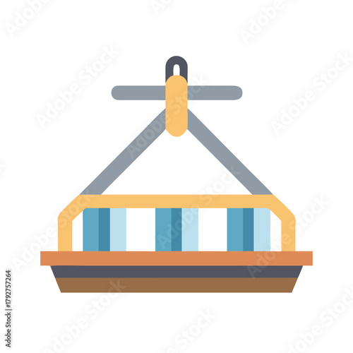 Minimalist ski lift chair vector icon on black background