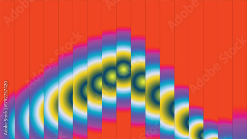 Abstract and colorful sliced gradient design with orange and mixed circular elements