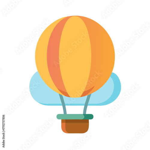 Isolated hot air balloon icon on a black background
