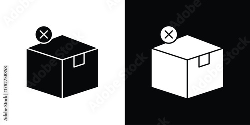 Delivery cancelled icon flat design. Modern style in black color.