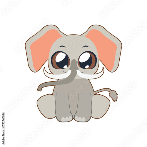 Cute Cartoon Elephant Sitting Adorable Illustration of a Friendly Animal for Children