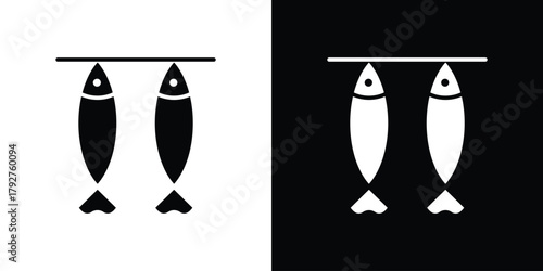 Dried fish icon flat design. Modern style in black color.