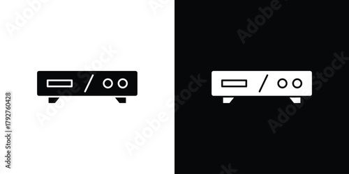 Dvd player icon flat design. Modern style in black color.