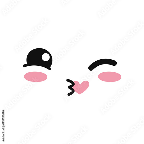 Cute Winking Face With A Kissy Face And Heart Shape Lips Emoji Icon