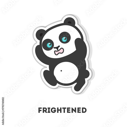 Scared Panda Illustration Frightened Emotion, Fearful Expression, Adorable Animal Sticker