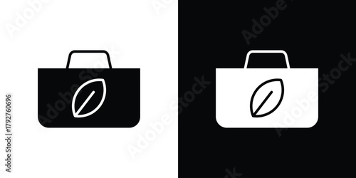 Eco bag icon flat design. Modern style in black color.