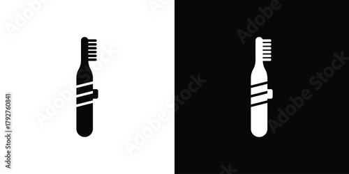 Electric toothbrush icon flat design. Modern style in black color.