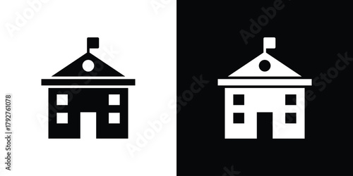 Embassy icon flat design. Modern style in black color.