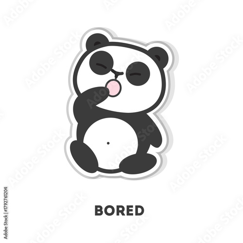 Cute Cartoon Panda Bear Feeling Bored and Blowing a Kiss Gesture Showing Expression of Weariness