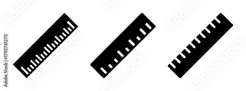 Black ruler vector graphic for measuring length, distance, and dimensions in design projects