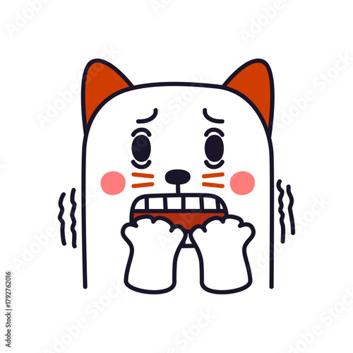 Scared and Anxious Kitten A Cartoon Representation of Fright in Digital Art