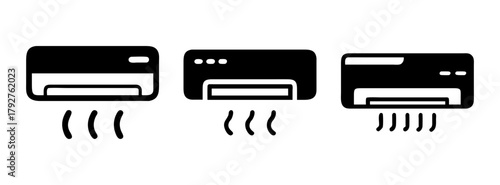 Air conditioner ac unit vector icon set home cooling climate control system hvac ventilation 9000 btu