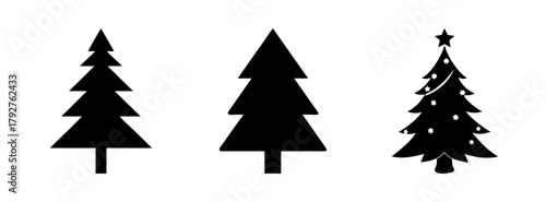 Christmas tree vector illustration, christmas tree silhouette, holiday tree design, evergreen tree art