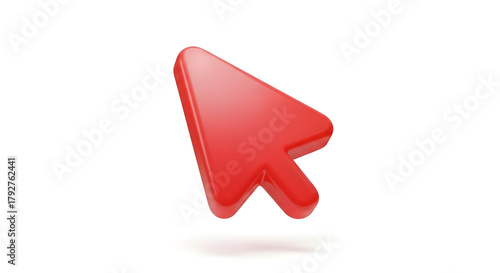 Click here now with this vibrant red arrow pointer, perfect for UI design and web development projects today