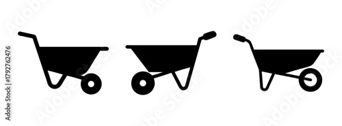 Wheelbarrow garden cart tool equipment vector illustration for gardening landscaping work 90
