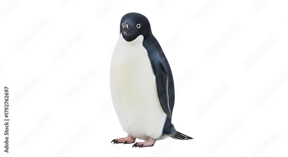 Obraz premium Isolated Adélie Penguin standing tall, sleek black and white plumage, Antarctica