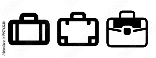 Suitcase baggage luggage travel bag icon set vector illustration for business and tourism design