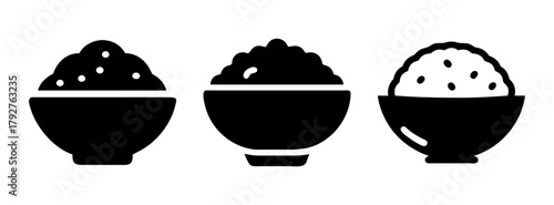 Three bowls of shaved ice dessert with toppings vector graphic summer treat illustration art