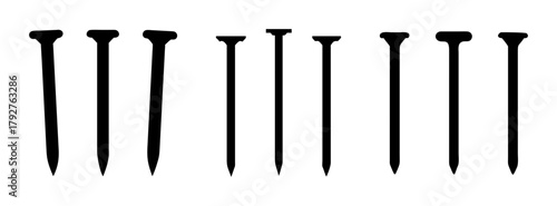 Black nails vector art illustration construction hardware carpentry metalwork fastener design element