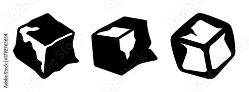 Vector illustration of black and white crystals gemstones minerals rocks geology design elements