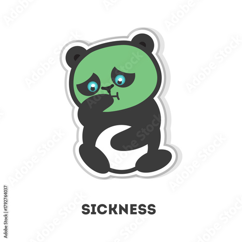 Cute Cartoon Panda Illustration Representing Sickness and Illness with a Sad Expression