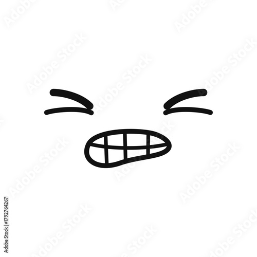 Annoyed face emoji drawing showing gritted teeth and squinting eyes, expressing irritation or frustration