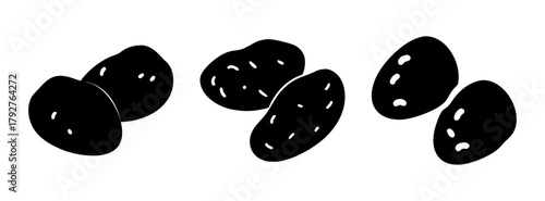 Download high resolution black and white vector graphic of almonds for digital and print projects