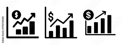 Financial growth chart icon showing business success and profit increase investment strategy concept