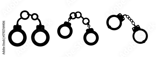 Handcuffs vector illustration: police handcuffs, metal handcuffs, criminal justice handcuffs design