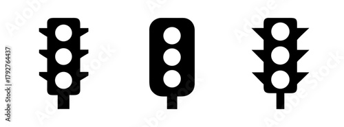 Traffic lights vector icon set road safety signal illustration transportation control system design