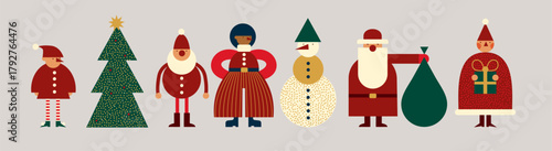 Christmas character set modern decorative style