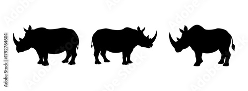 Black rhino silhouette vector art illustration african wildlife endangered species conservation design animal
