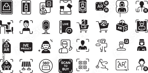 Augmented Reality Shopping and Smart Retail Icon Set Vector