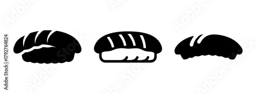 Find japanese sushi nigiri icon vector illustration delicious seafood rice and fish set design element