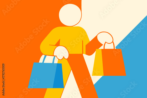 Icon flat modern geometric white vector shopping vibes lemon blue cool soft