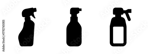 Spray bottle vector cleaning solution illustration set of household cleaner disinfectant product symbol