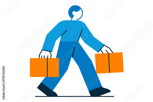 Color figure bright flat vector composition orange icon boxes geometric soft cool