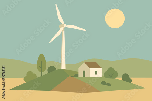Icon earth text no turbine wind any style letters illustration vector minimalism