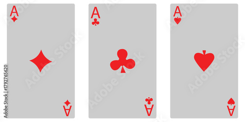 Playing Cards Vector Icon Set – Full Deck of Hearts, Diamonds, Clubs & Spades, Game Symbols and Suits Collection